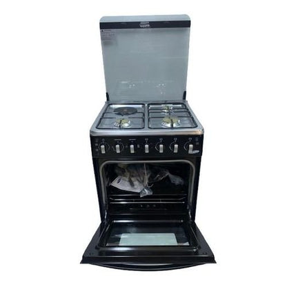 Ecomax Cooker 3Gas Burners with1Hotplate and Electric Oven 60×60 cm Black