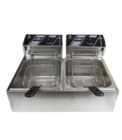 Nunix  Fryer, 12L Double Baskets Chicken And Chips Electric Fryer MF-02