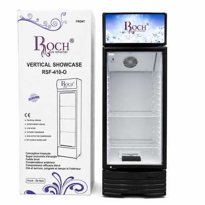 Roch Chiller RSF-410-O 329L Vertical Showcase Refrigerator – Glass Door, 4 Adjustable Shelves, Interior Light, Lock And  Key