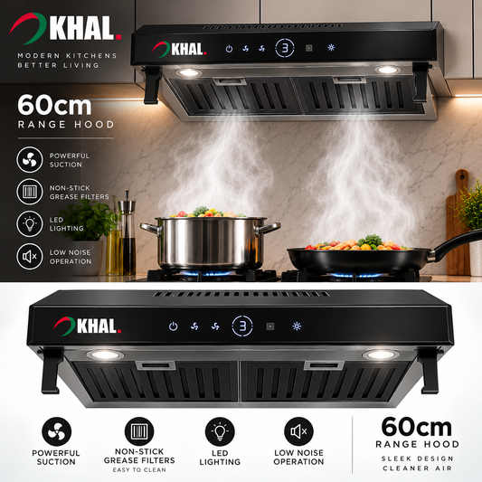 KHAL Hood undercabinet with Palm Sensor, Touch Control,Non Stick Filters,Black 60cm ID-60
