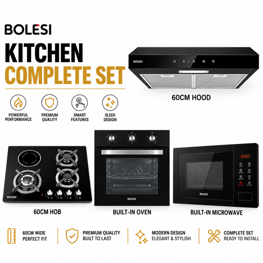 Bolesi Hob 60cm Built-In Kitchen Set, Hob, Hood, Oven And Microwave Combo, Modern Luxury Kitchen Appliances