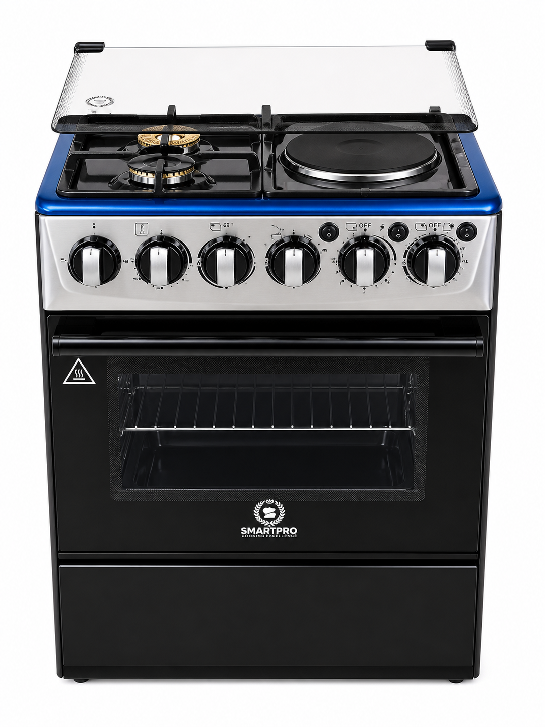 Smartpro cooker SGC-50X50BS – 3gas burners,1electric hotplate and electric oven with rotisserie