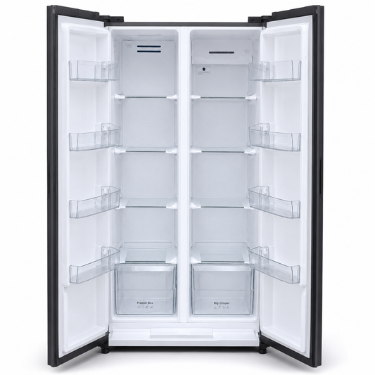 Smartpro Refrigerator 433Litres Side-by-Side Inverter No Frost – Glass Black,SFR-600SBS