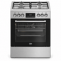 Beko Cooker 60cm Freestanding 4 Gas Burners, 66L Fan-Assisted Electric Oven, Stainless Steel