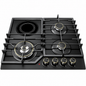 Bolesi Hob 4 Burner Built-In Gas And Electric Hob 3 Gas Burners + 1 Electric Plate, Tempered Glass Top, Auto Ignition Golden Diamond BLS-ML-D8401G