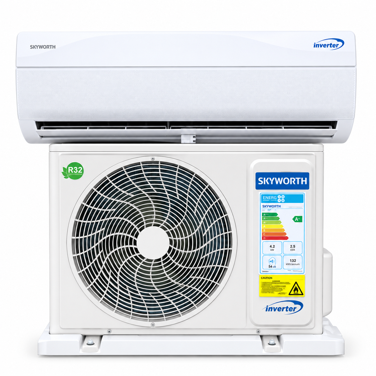 Skyworth Air Conditioner 12000BTU Inverter  SMVC12B – Wall Mounted Split AC, Quiet Cooling, Remote Control