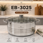 Edenberg Cooking Pot EB-3025 Stainless Steel  27.6L – 40cm – 5-Layer Base – Glass Lid – Induction Compatible