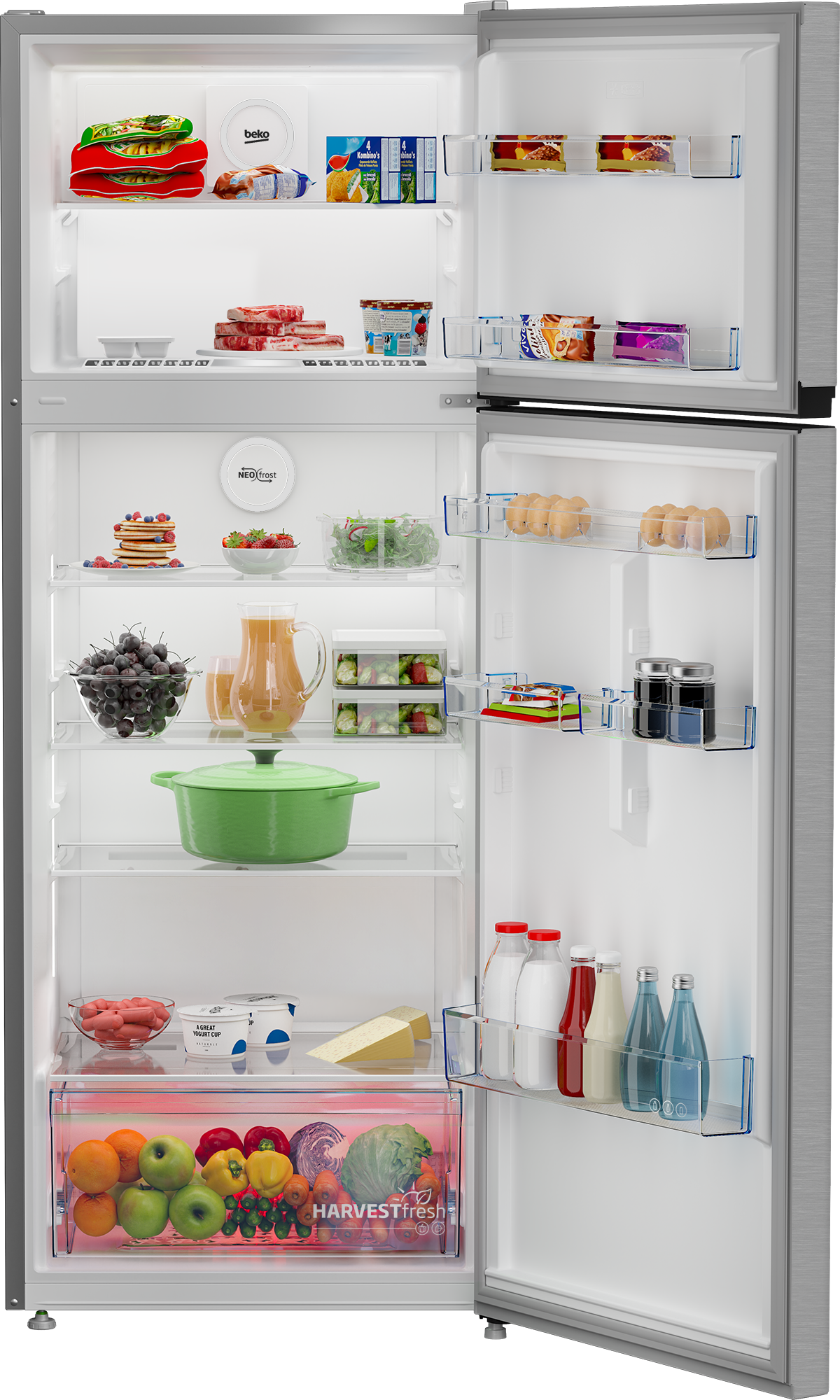 Beko Fridge 406L No Frost, NeoFrost Dual Cooling, ProSmart Inverter, 70cm, Brushed Silver