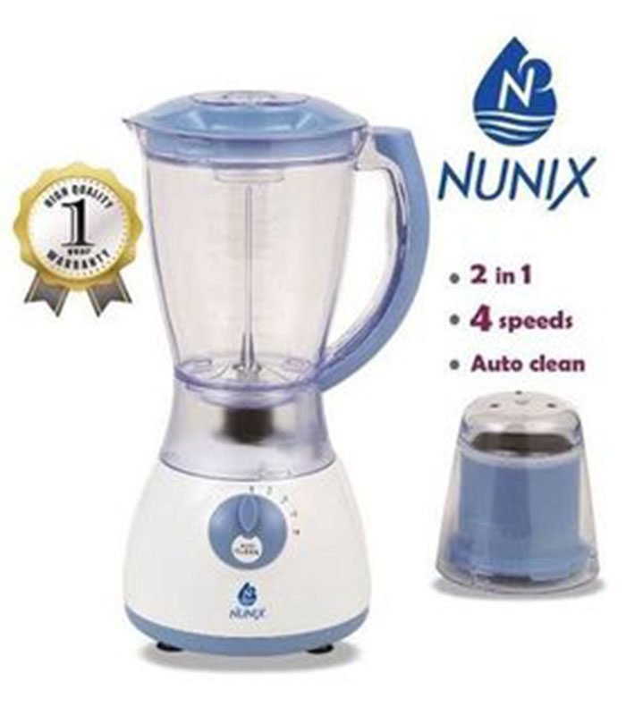 Nunix Blender,  2 In 1 Blender With Grinding Machine 1.5L AK 300 Blue