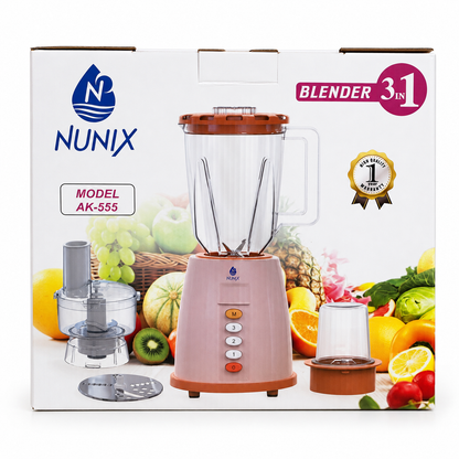 NUNIX Blender AK-555 3-in-1 350W 1.5L with Food Processor and Grinder