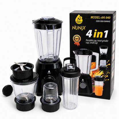 NUNIX Blender AK-940 4-in-1 Multifunction 350W with Portable Cup, Meat Grinder and Small Grinding Cu