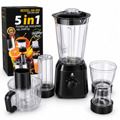 Nunix AK-950 5-in-1 Multifunction Blender & Food Processor – 350W, Grinder, Juicer and Chopper