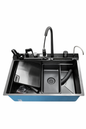 Khal Multifunction Stainless Steel Sink Handmade 73*46*21 Deep Bowl With Waterfall Faucet, Pull-Out Sprayer and  Installation Kit