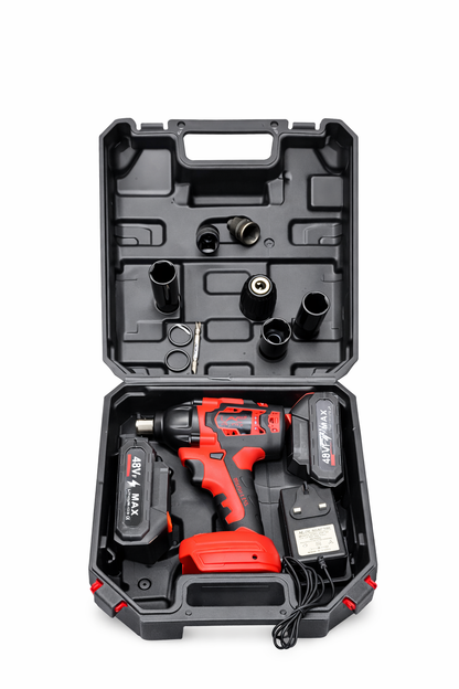LAC Laichy Wrench Kit 48V Cordless Impact, Rechargeable Electric Drill Gun with 2 Batteries, Charger and Carry Case L-1313