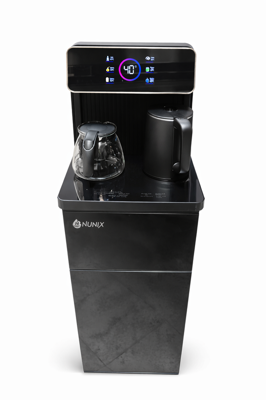 Nunix Dispenser A2C-X2 Smart Bottom Load With Coffee Maker, Bluetooth Speaker, USB &amp; FM Radio – Hot &amp; Cold