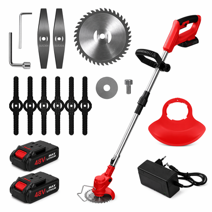 Lithium Battery Lawn Mower Rechargeable Cordless Grass Trimmer 880W, Electric Weed Cutter, Portable Brush Cutter Machine
