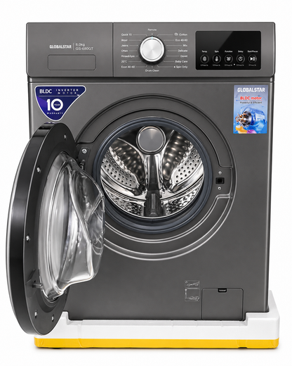 Globalstar GS-800GT Front Load Washing Machine 8KG – BLDC Inverter Motor, Fully Automatic, Energy Saving – Grey