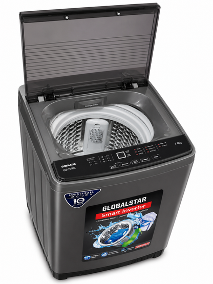 Globalstar GS-700BL Top Load Washing Machine 7KG – Fully Automatic, Energy Saving, Multiple Wash Programs – Grey