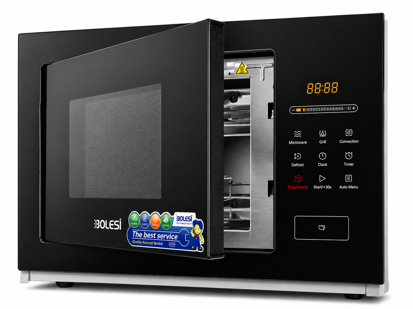 Bolesi 28L Built-In Microwave Oven + Grill – BLS-WBL199, Smart Touch, Modern Kitchen Design, Black