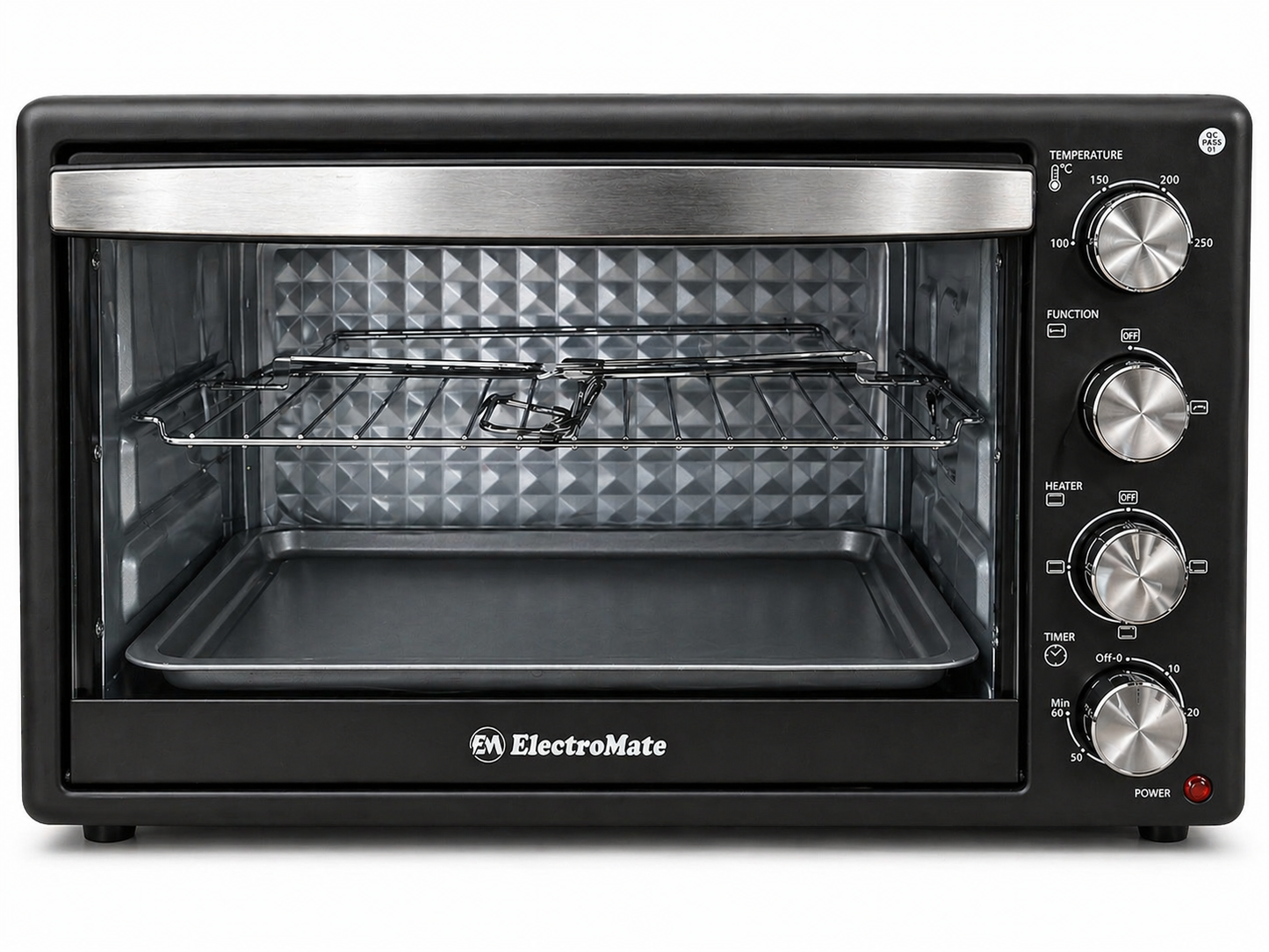 ElectroMate Electric Oven 45L EO02-45L – 2000W, Grill and  Rotisserie, Multi-Function Baking Oven with Light