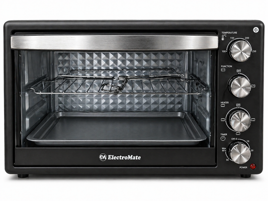 ElectroMate Electric Oven 45L EO02-45L – 2000W, Grill and  Rotisserie, Multi-Function Baking Oven with Light