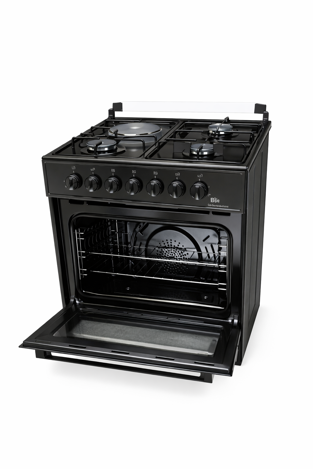 BJS Cooker 60x60 3 Gas + 1 Electric Hot Plate With Turbo Fan Electric Oven, BJS606031 Black