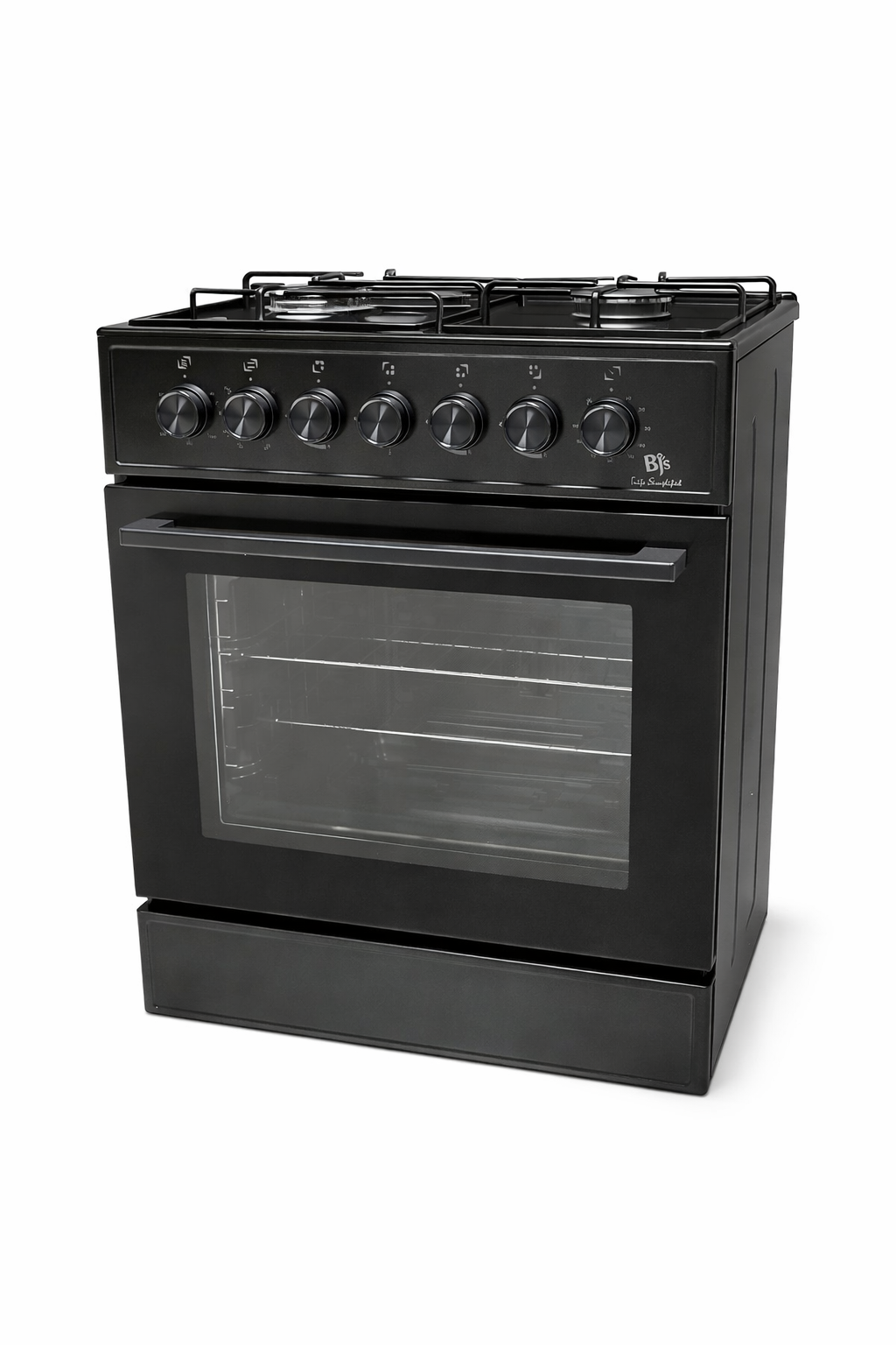 BJS Cooker 60x60 3 Gas + 1 Electric Hot Plate With Turbo Fan Electric Oven, BJS606031 Black