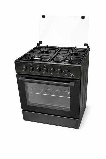 BJS Cooker BJS60604G 60x60 4 Gas Burners with Electric Oven, Black