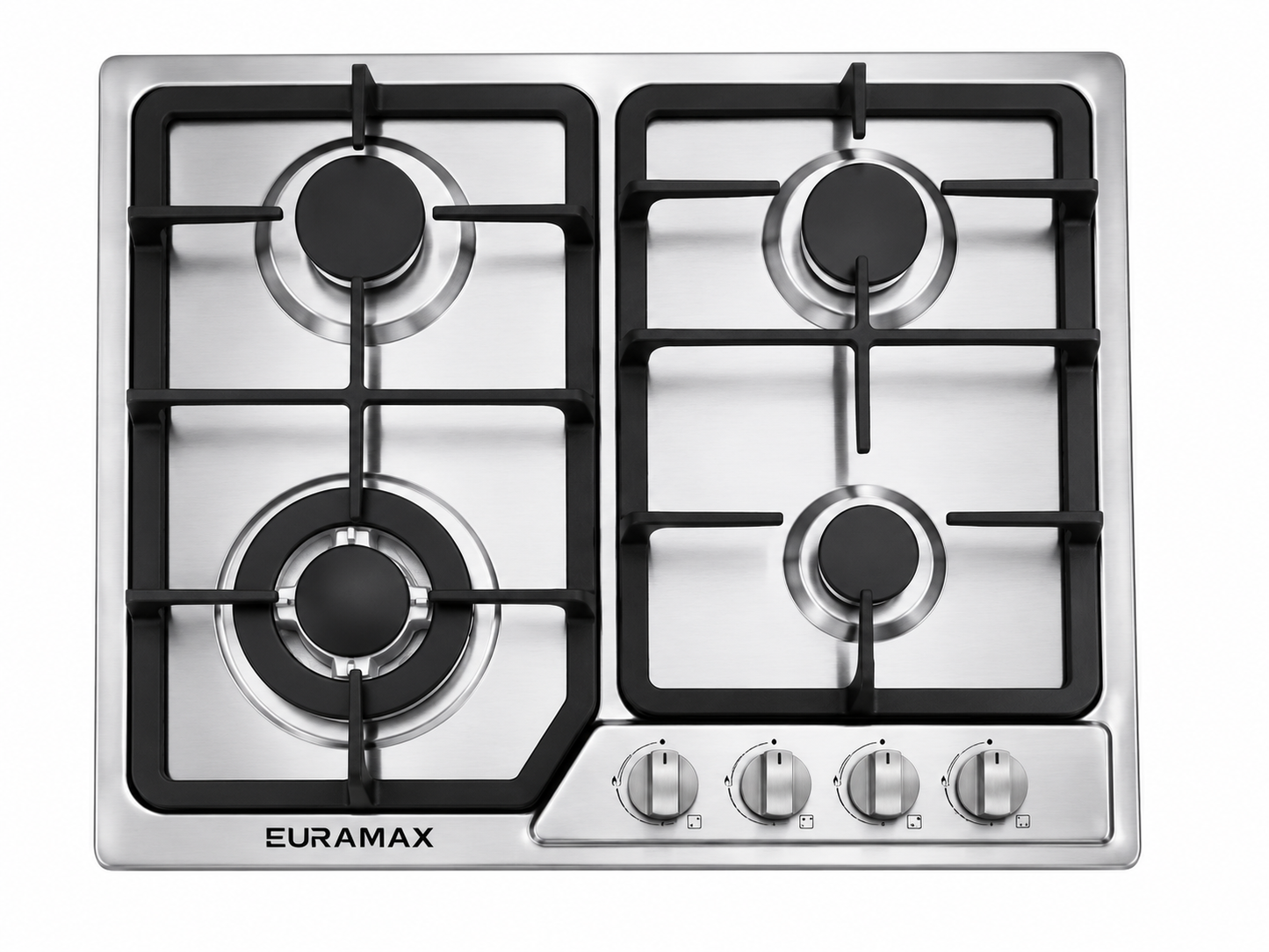 Euramax 4 Burner Built-In Gas Hob Stainless Steel Cooktop with Wok Burner And Auto Ignition