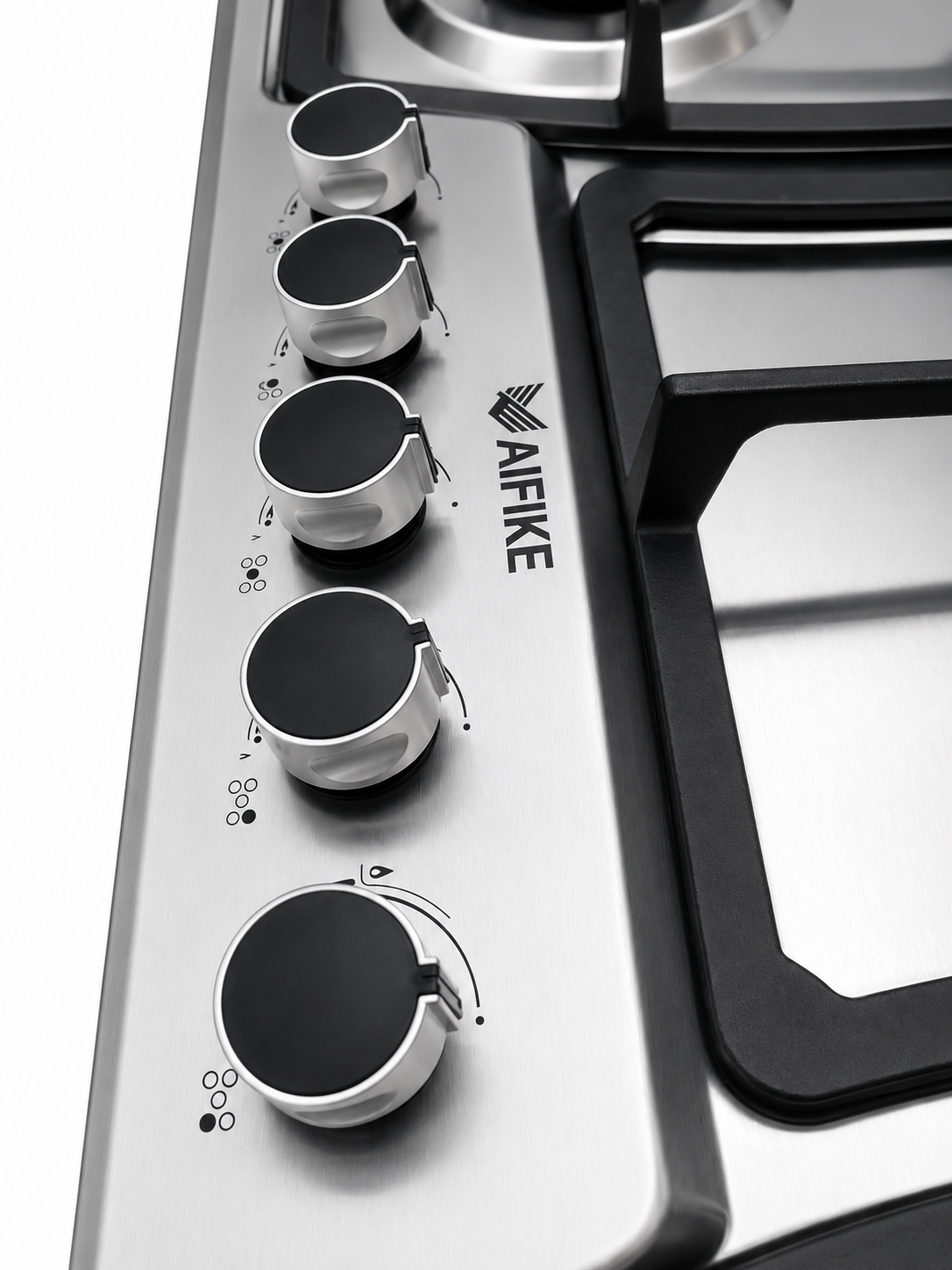 AIFIKE 5 Burner Built-In Gas Hob Stainless Steel Cooktop with Central Wok Burner And Auto Ignition