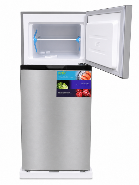 GNIX Fridge 206L Double Door Refrigerator GL-FR236-DF-S,Top Freezer, Fast Cooling, Energy Saving, Silver