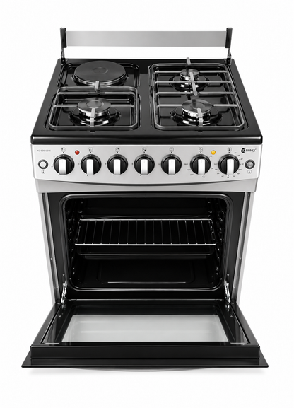Nunix KZ-665-3G1E 60x65 Cooker 3 Gas Burners + 1 Electric Hotplate, Electric Oven, Rotisserie, Auto Ignition