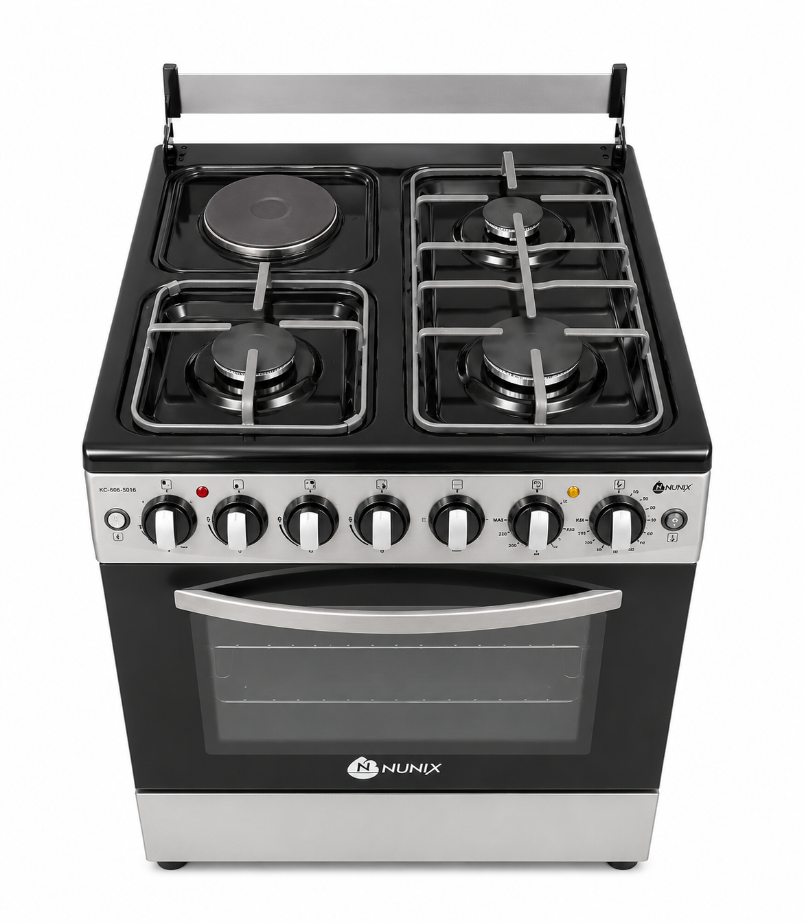 Nunix KZ-665-3G1E 60x65 Cooker 3 Gas Burners + 1 Electric Hotplate, Electric Oven, Rotisserie, Auto Ignition