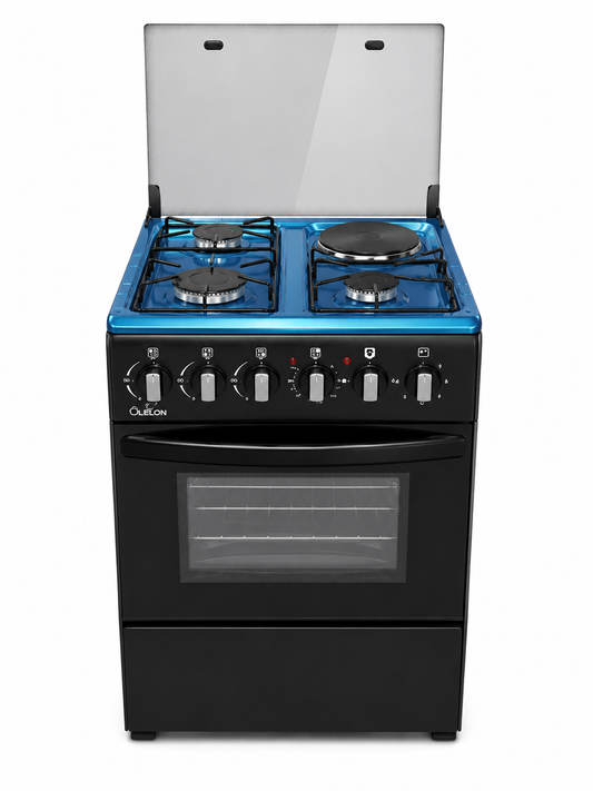 Olelon 50x50cm 3 Burner Gas Cooker With Oven And Grill Black