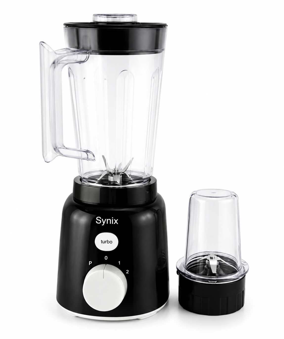 Synix 2 In 1 Blender And Grinder , 450W High-Speed Motor, 1.5L Jug, Turbo Function, Stainless Steel Blades, Black
