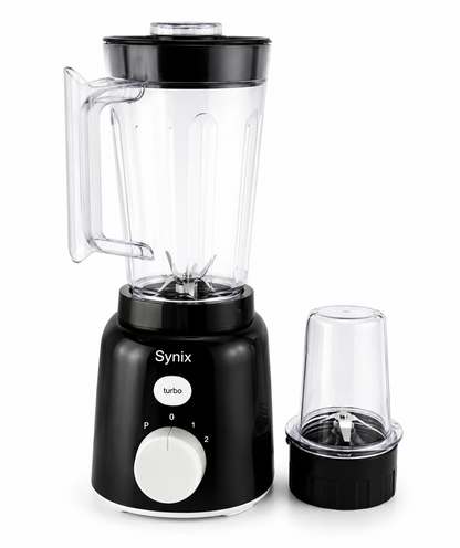Synix 2 In 1 Blender And Grinder , 450W High-Speed Motor, 1.5L Jug, Turbo Function, Stainless Steel Blades, Black