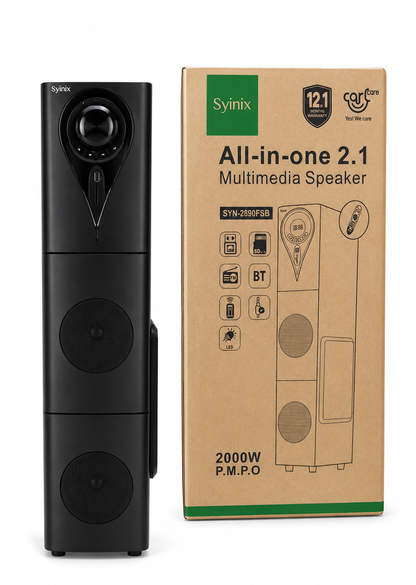 Syinix SYN-2890FSB 70W Floor-Standing Bluetooth Speaker, Deep Bass Home Theatre System with Bluetooth 5.0, FM, USB, SD Card &amp; Remote Control