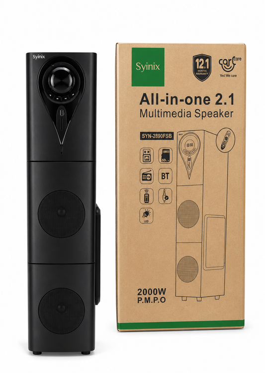 Syinix SYN-2890FSB 70W Floor-Standing Bluetooth Speaker, Deep Bass Home Theatre System with Bluetooth 5.0, FM, USB, SD Card &amp; Remote Control