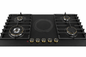 Bolesi 5 Burner Built-In Gas and Electric Hob 4 Gas Burners With Wok + 1 Electric Plate, Tempered Glass Top, Cast Iron Pan Support, Auto Ignition. Black
