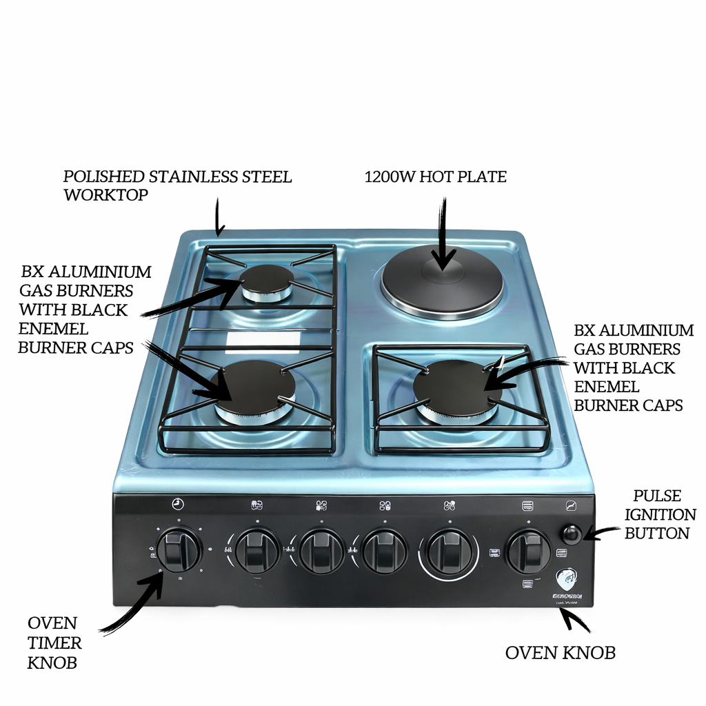 Euroken Cooker, New Arrival EURO55-3+1-E Electric OVEN Free Stand Glass Top Cooker