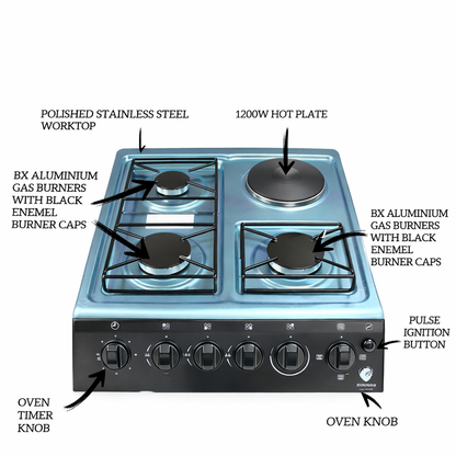 Euroken Cooker, New Arrival EURO55-3+1-E Electric OVEN Free Stand Glass Top Cooker
