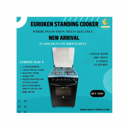 Euroken Cooker, New Arrival EURO55-3+1-E Electric OVEN Free Stand Glass Top Cooker
