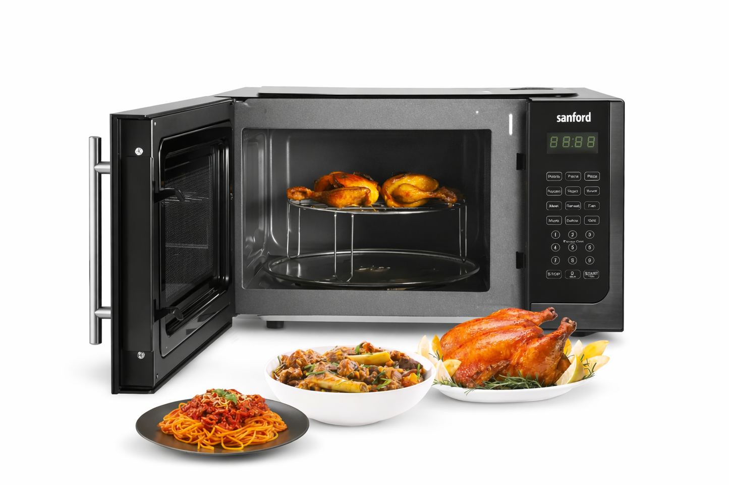 Sanford 25L Microwave Oven With Grill SF5632MO 1470W Digital LED, 10 Power Levels, Child Lock