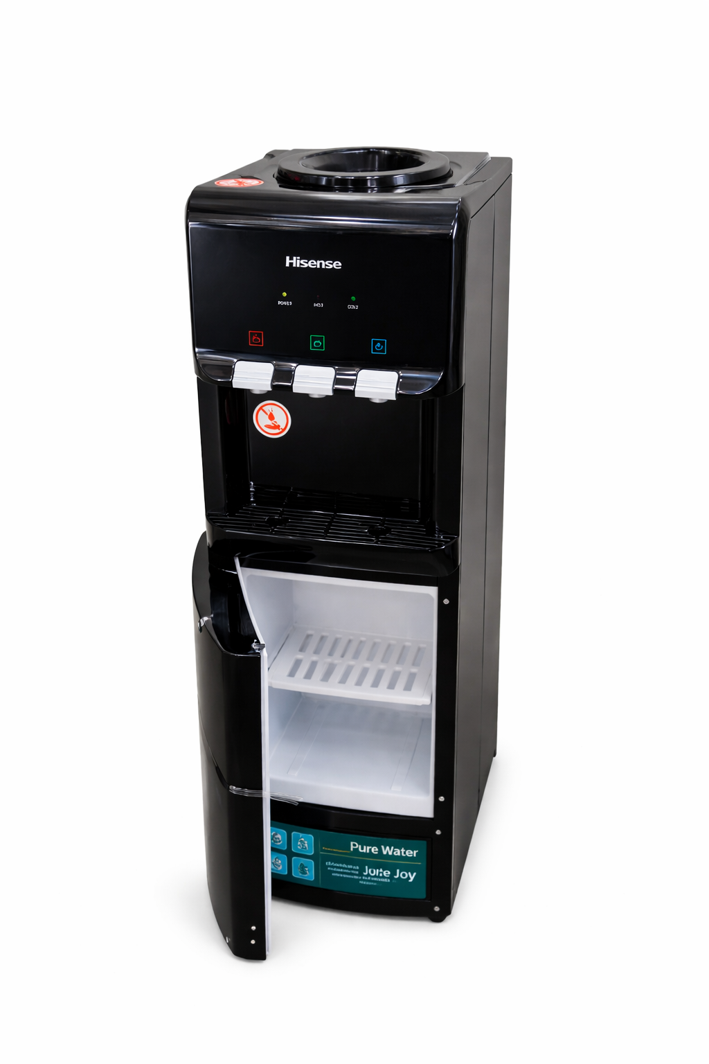 Hisense Water Dispenser H96WDTB3S1, Hot, Normal and Cold Compressor Cooling, Top Load With Storage Cabinet, Black