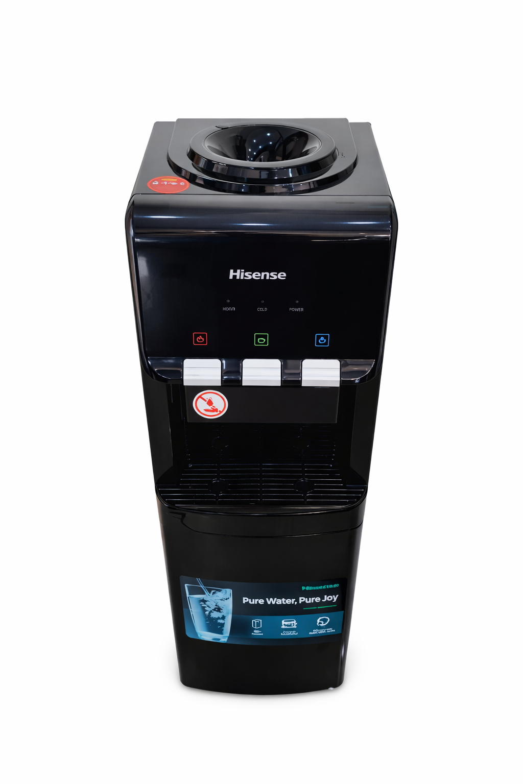 Hisense Water Dispenser H96WDTB3S1, Hot, Normal and Cold Compressor Cooling, Top Load With Storage Cabinet, Black