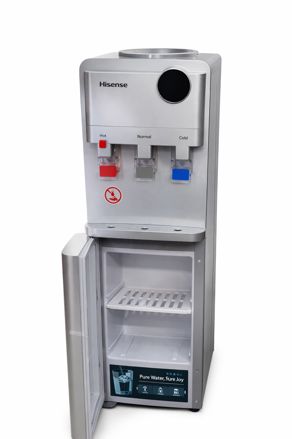 Hisense H96WDTS3S2 Water Dispenser Hot, Normal And Cold Compressor Cooling, Top Load With Storage Cabinet, Silver