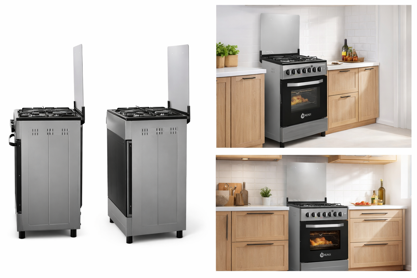 Nunix Cooker Free Standing 3 Gas Burners 1 Electric Plate  Eletric Oven 60*60
