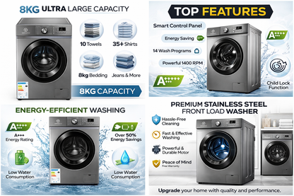 Smartpro Washing machine 8kg Fully automatic Front Load. SWM-08FLA