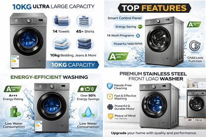 Smartpro Washing machine 10kg Fully automatic Front Load. SWM-10FLA