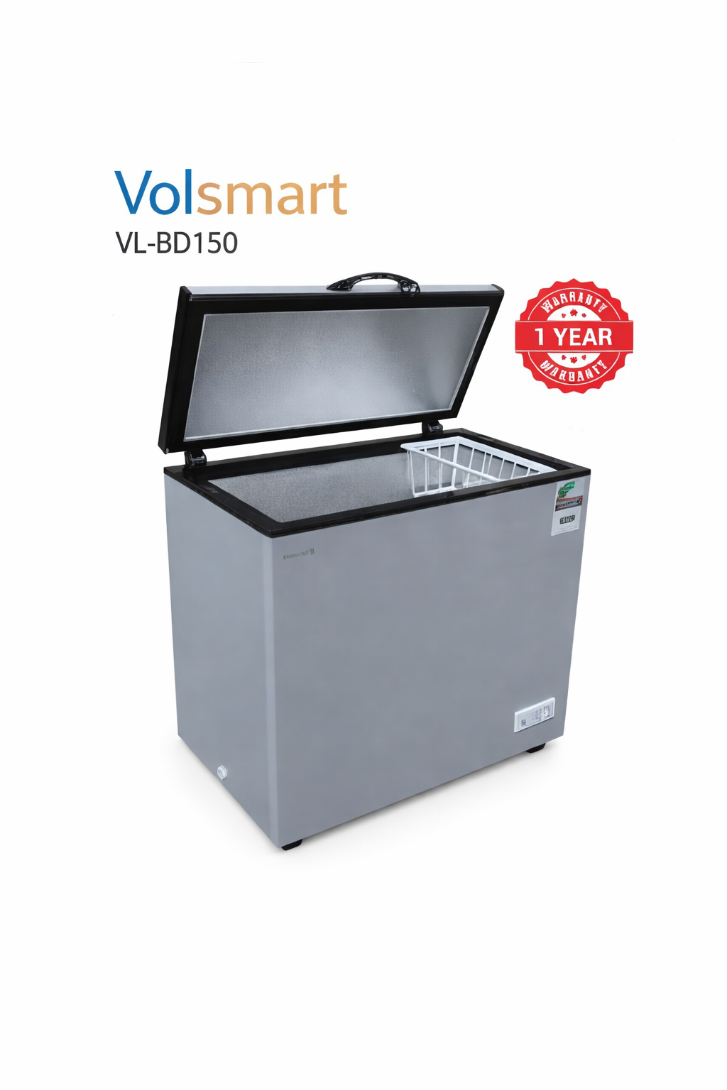 Volsmart Freezer Chest Freezer, Silver 150L One year warranty